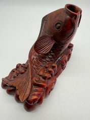 8” Carved Red  Carp Fish Feng Shui Sculptures Figurine Chinese Asian