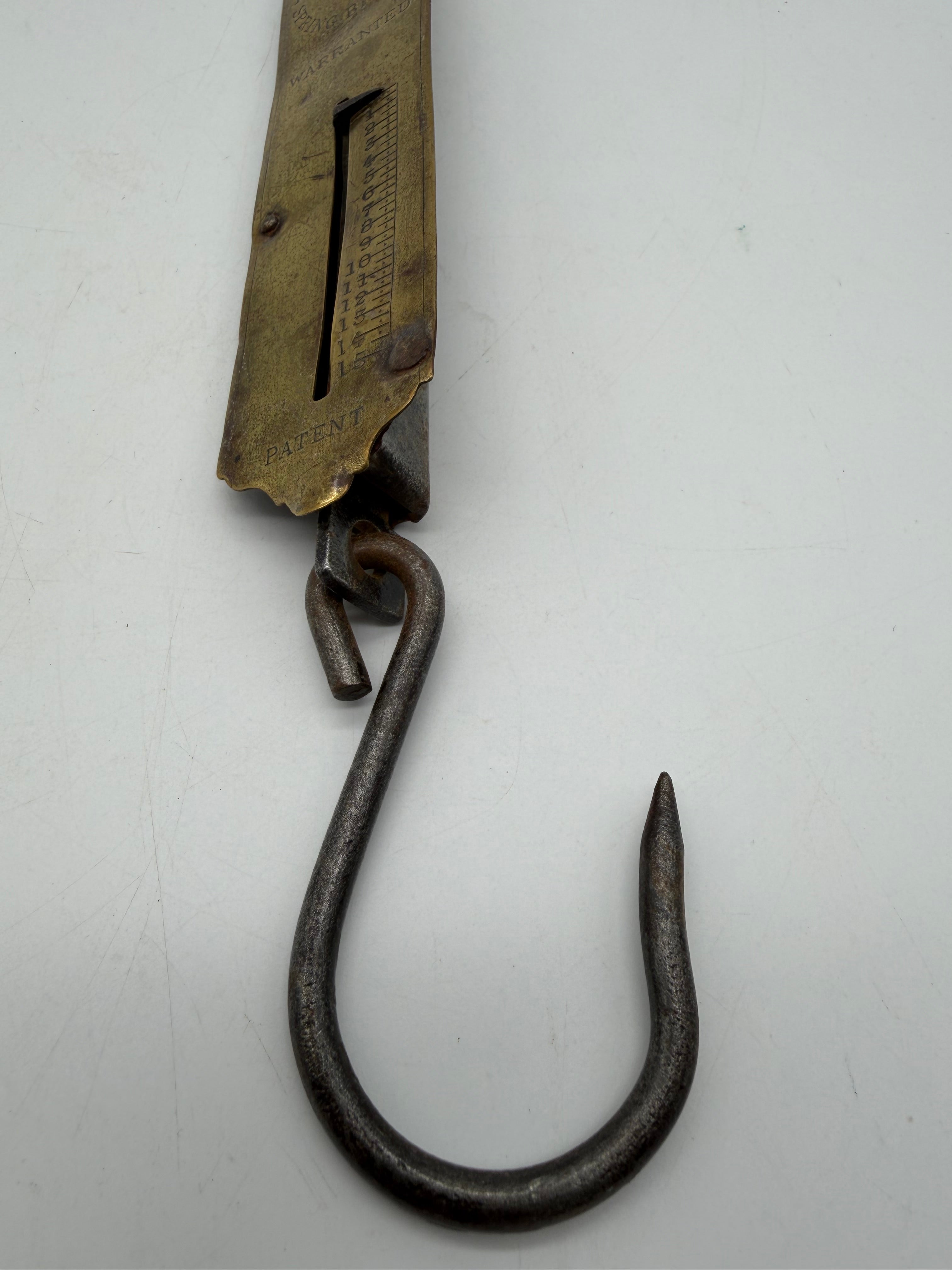 12” Brass  Salter’s Pocket Hanging Scale 1950s, Made in England 15lb