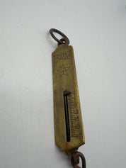 8” Vintage PS & W Company Brass Spring Balance Hanging Pocket Scale 25 lb