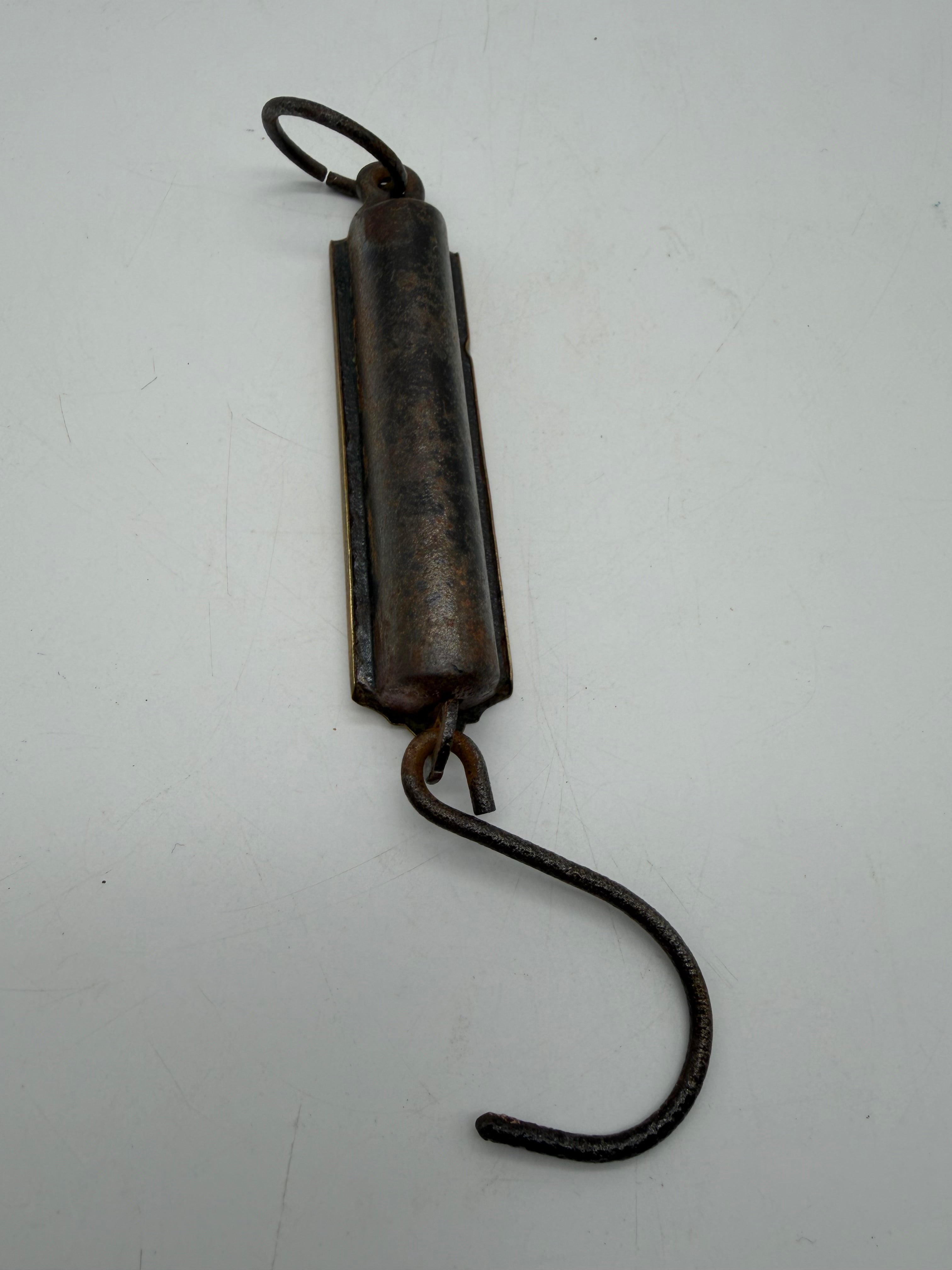 8” Vintage PS & W Company Brass Spring Balance Hanging Pocket Scale 25 lb