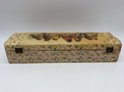 13” Victorian Glove Box wood Lacquer Birds velvet lined