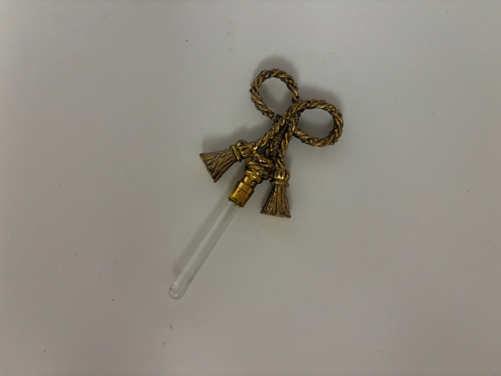 vintage gold tone and glass perfume bottle dauber