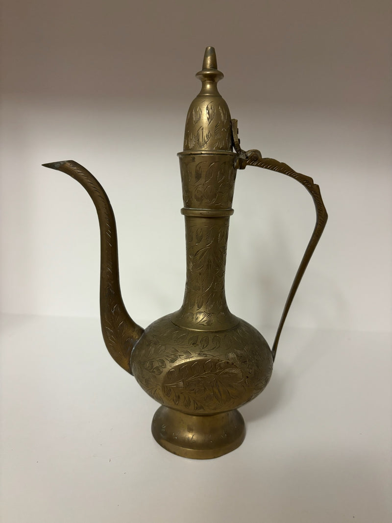 etched brass aftaba "genie lamp" pitcher by 603 - Mavis Estate Edit