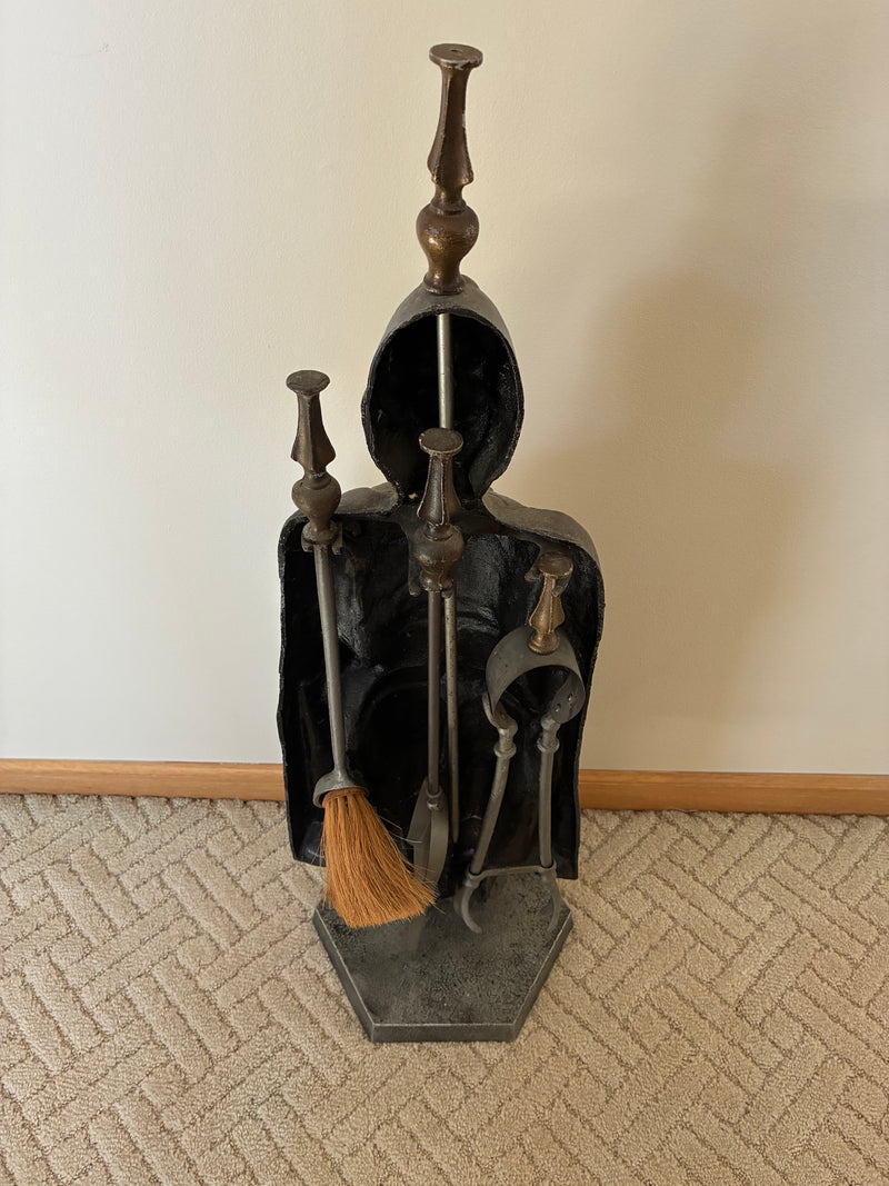 Vintage 1950's Wrought Iron Sentry Fireplace Tool Set  FIRM — alternate view