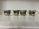vintage Korond folk art ceramaic espresso cups, set of 4