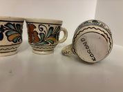 vintage Korond folk art ceramaic espresso cups, set of 4