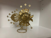 gold metal pufferfish shaped tea light candle lantern