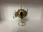 gold metal pufferfish shaped tea light candle lantern