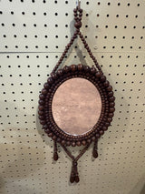 Vintage 70’s Boho Brown Beaded Hanging Mirror