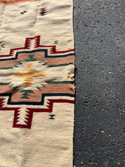 47x80” Native American Zapotec woven tapestry brown green rust