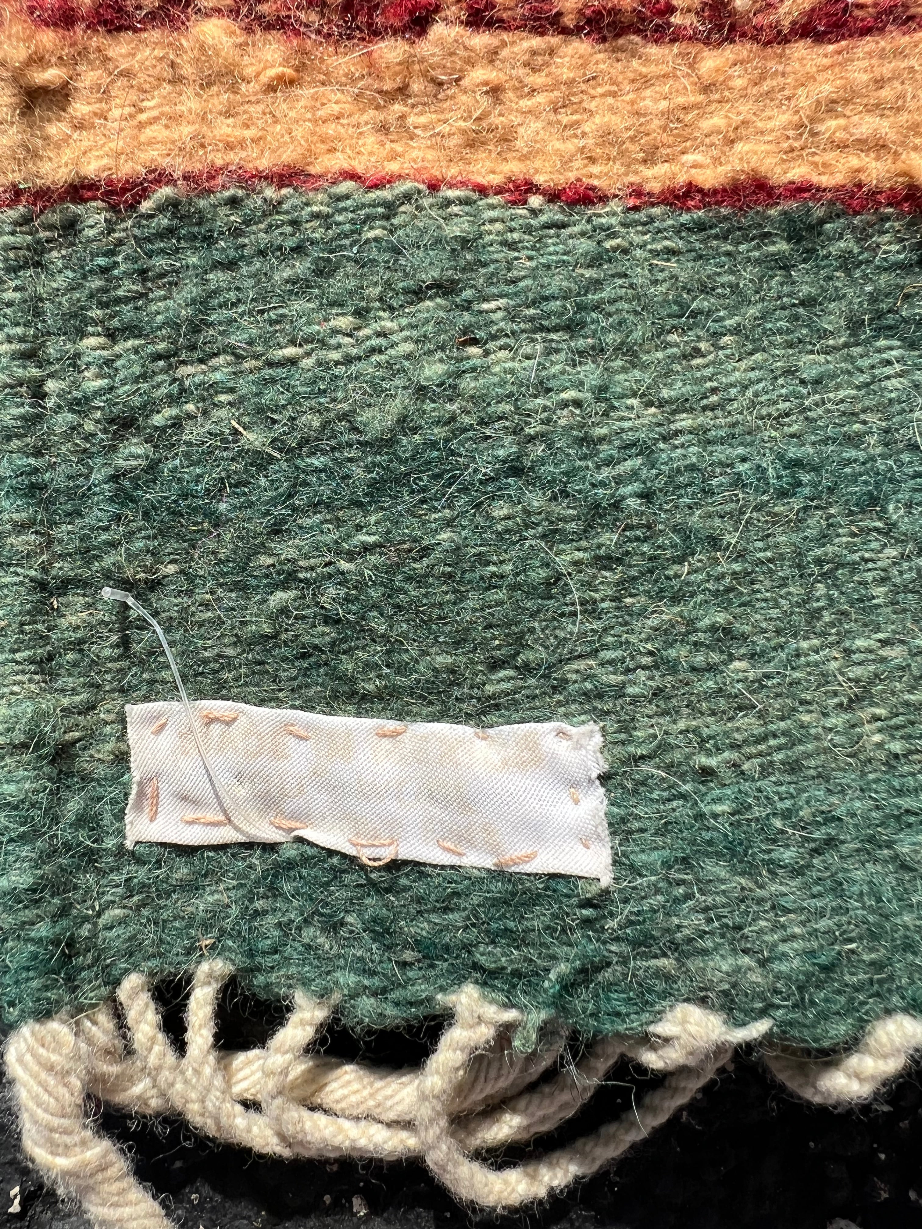 47x80” Native American Zapotec woven tapestry brown green rust