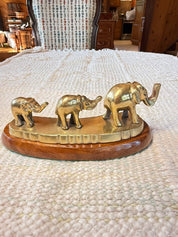 Brass Three Elephant Procession