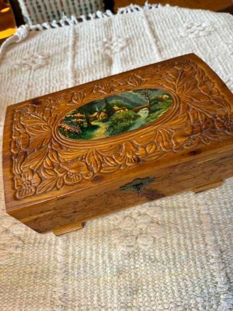 Hand-Carved Cedar Jewelry Box