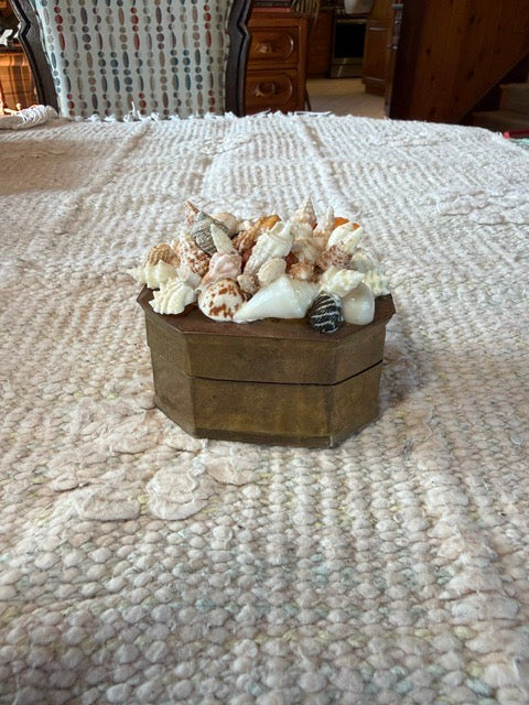 Octagonal Coastal  Brass Trinket Box
