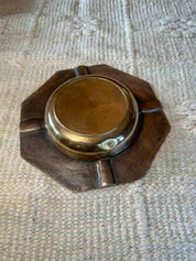 Vintage Geometric Brass Hexagonal Ashtray