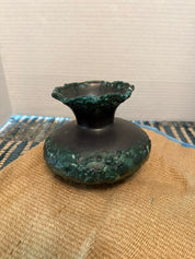 Teal and black ceramic textured vase