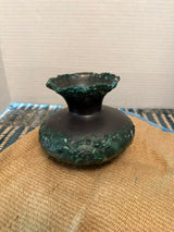 Teal and black ceramic textured vase