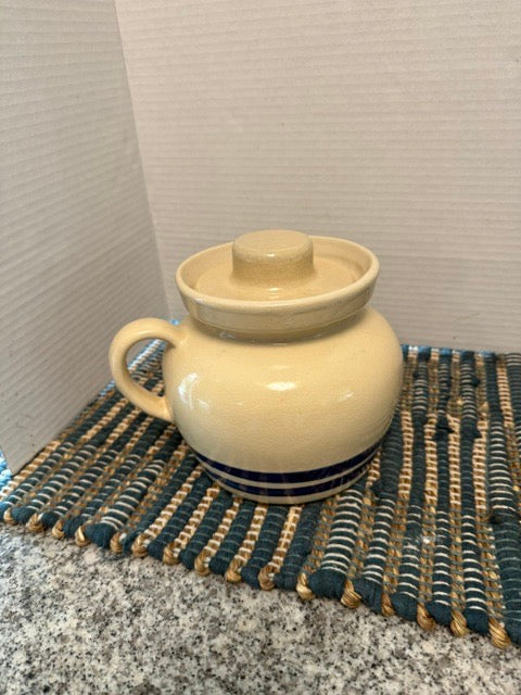 Striped Stoneware Bean Pot