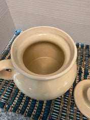 Striped Stoneware Bean Pot
