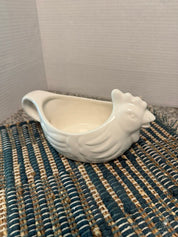White Rooster Ceramic Gravy Boat