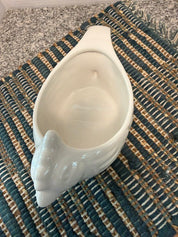 White Rooster Ceramic Gravy Boat