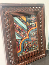 VTG carved wood frame with vtg Italian textile