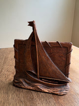 Syroco Wood Boat Single Bookend
