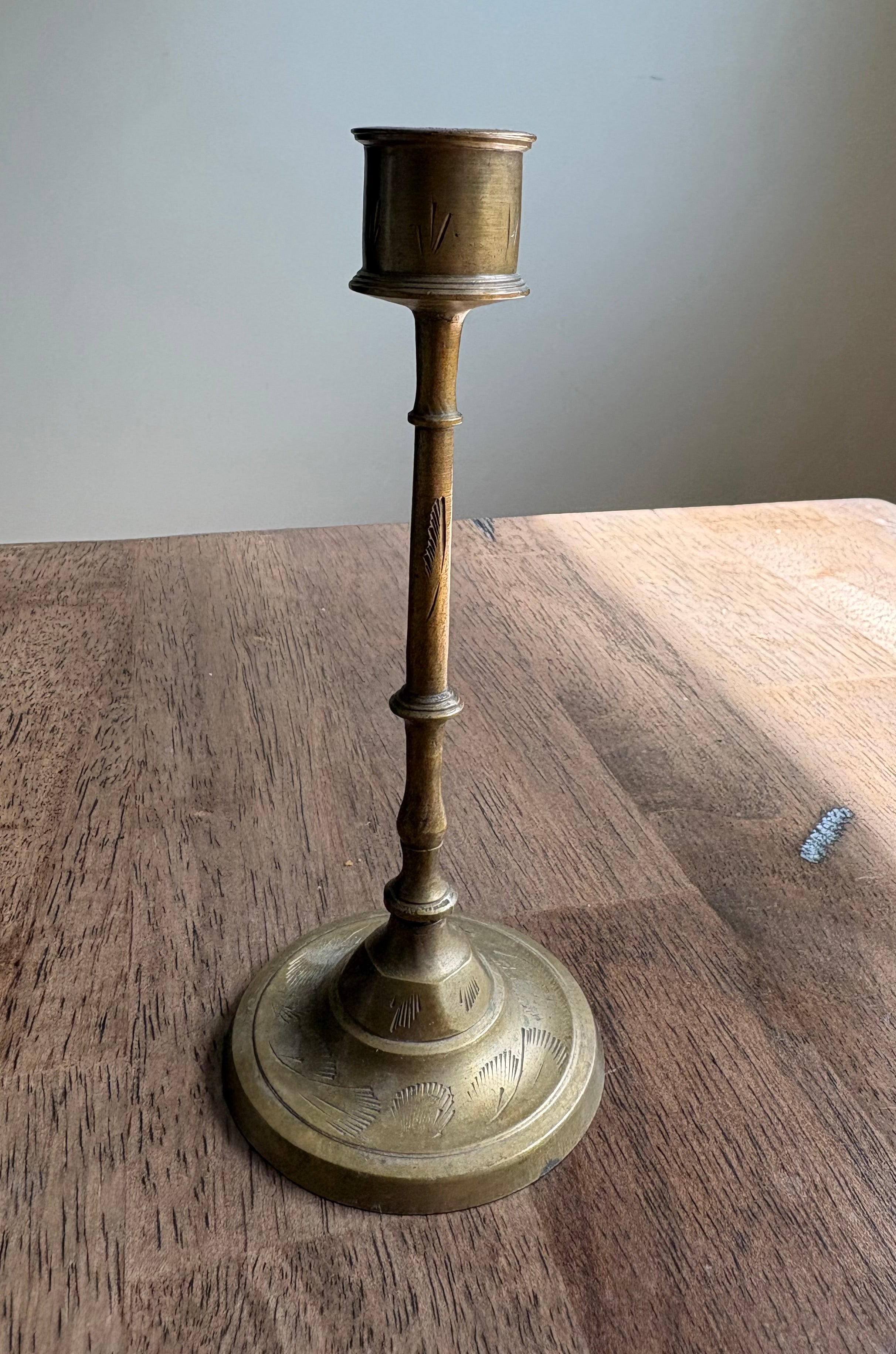 Brass Candlestick - Etched