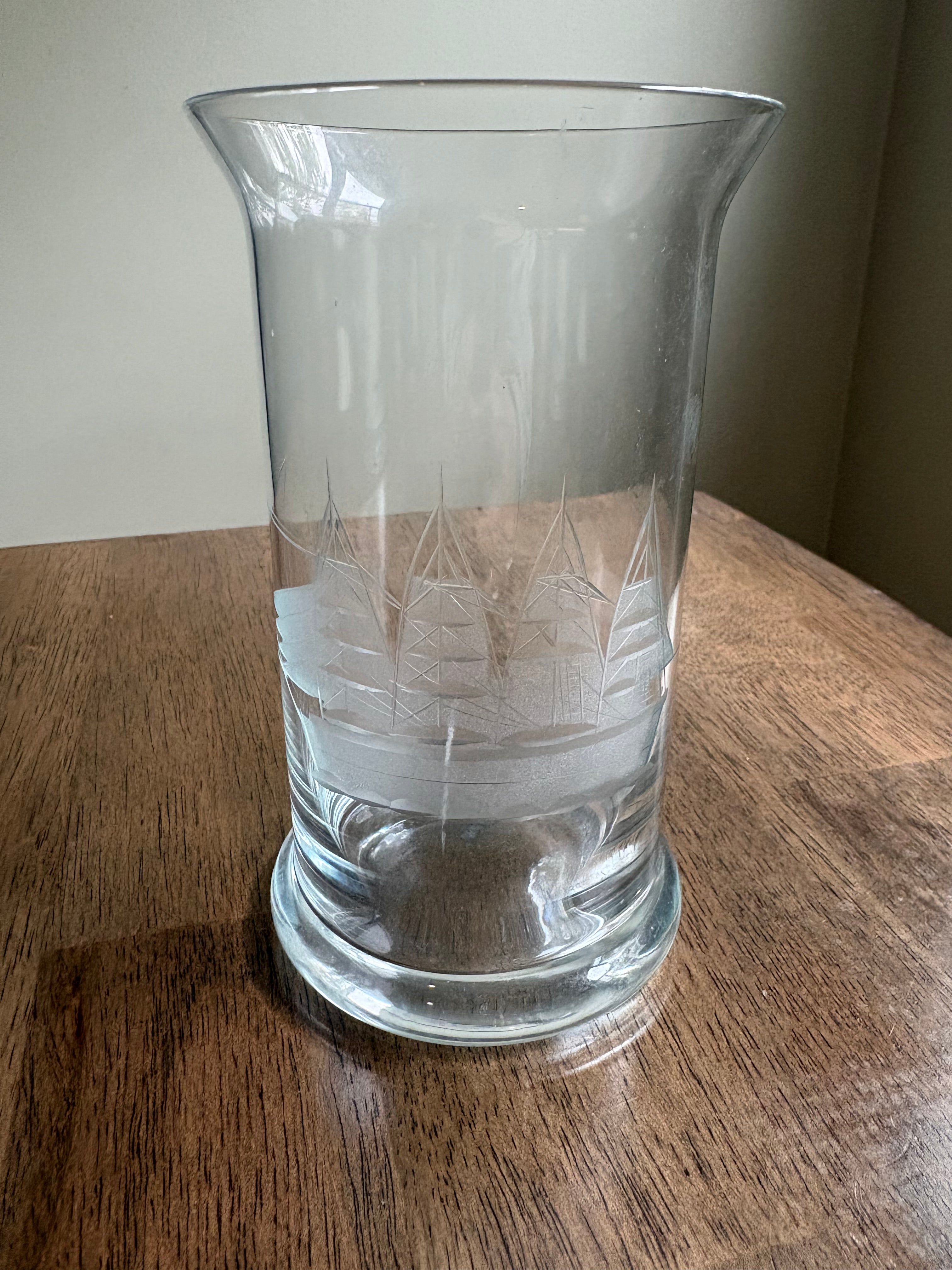 Clipper Ship Etched Glass