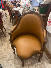 Louis XV Style Leather, Wood & Stud Desk Chair