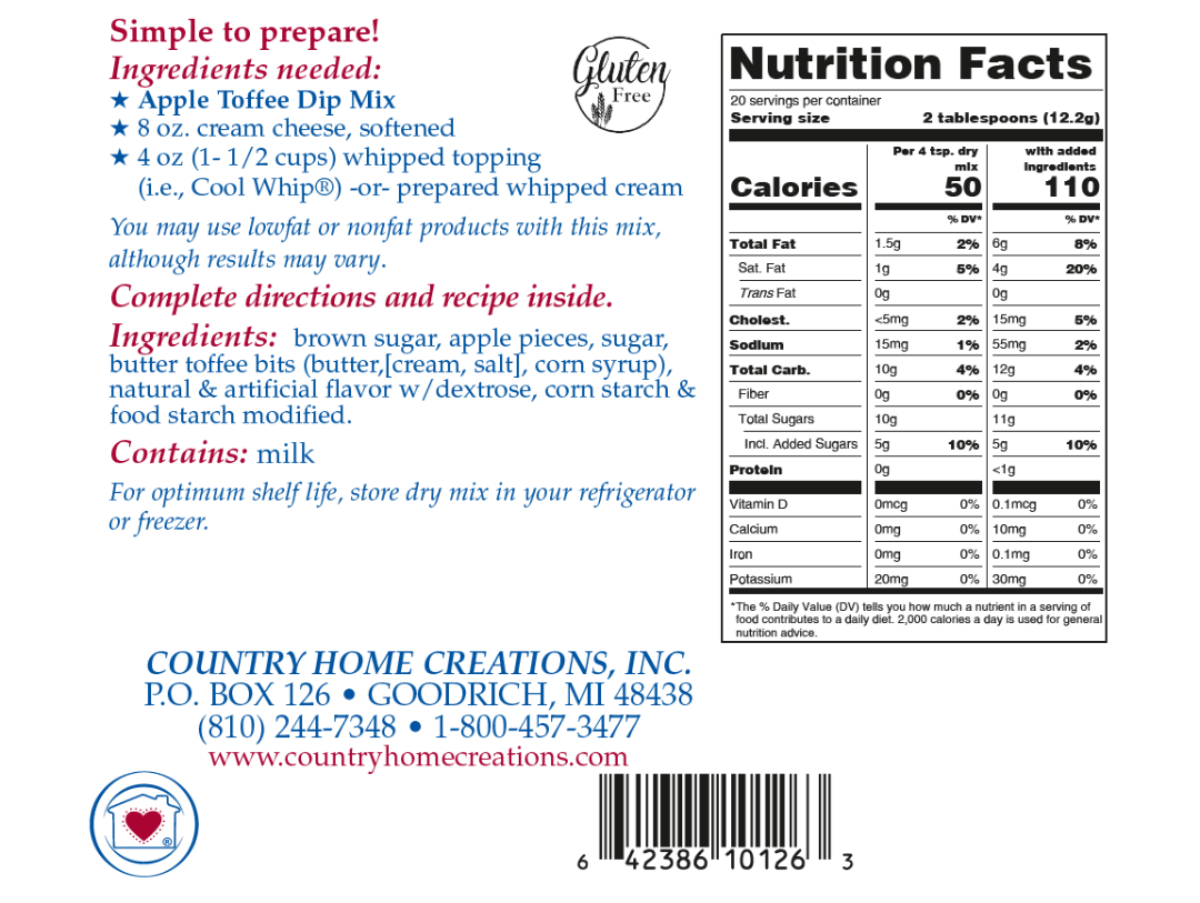 Apple Toffee Dip Mix - Gluten-Free Dessert Dip