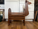 vintage handcrafted wooden animal-shaped crate or planter, resembling a llama or reindeer
