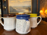 1970s vintage Japan speckled stoneware retro mugs, 10 oz, set of 4
