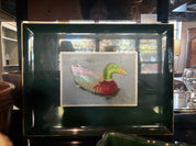 vintage Otagiri Japan emerald green lacquerware serving tray with mallard duck