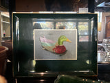 vintage Otagiri Japan emerald green lacquerware serving tray with mallard duck
