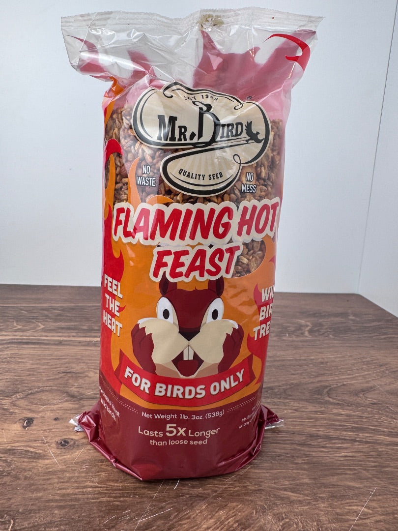 Flaming Hot Bird Seed Feast Cylinder – Small