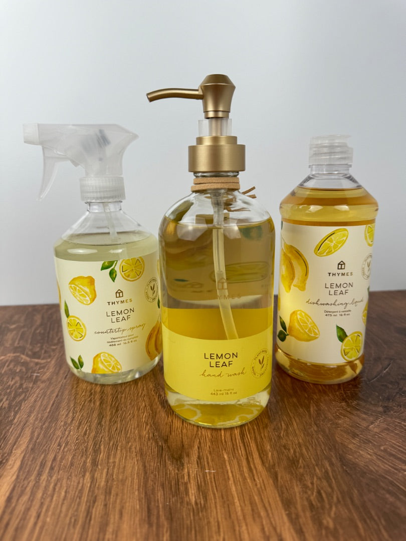 Lemon Leaf Large Hand Wash in Glass Soap Dispenser