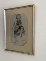 Vintage Original Signed Figure Study - (0222)