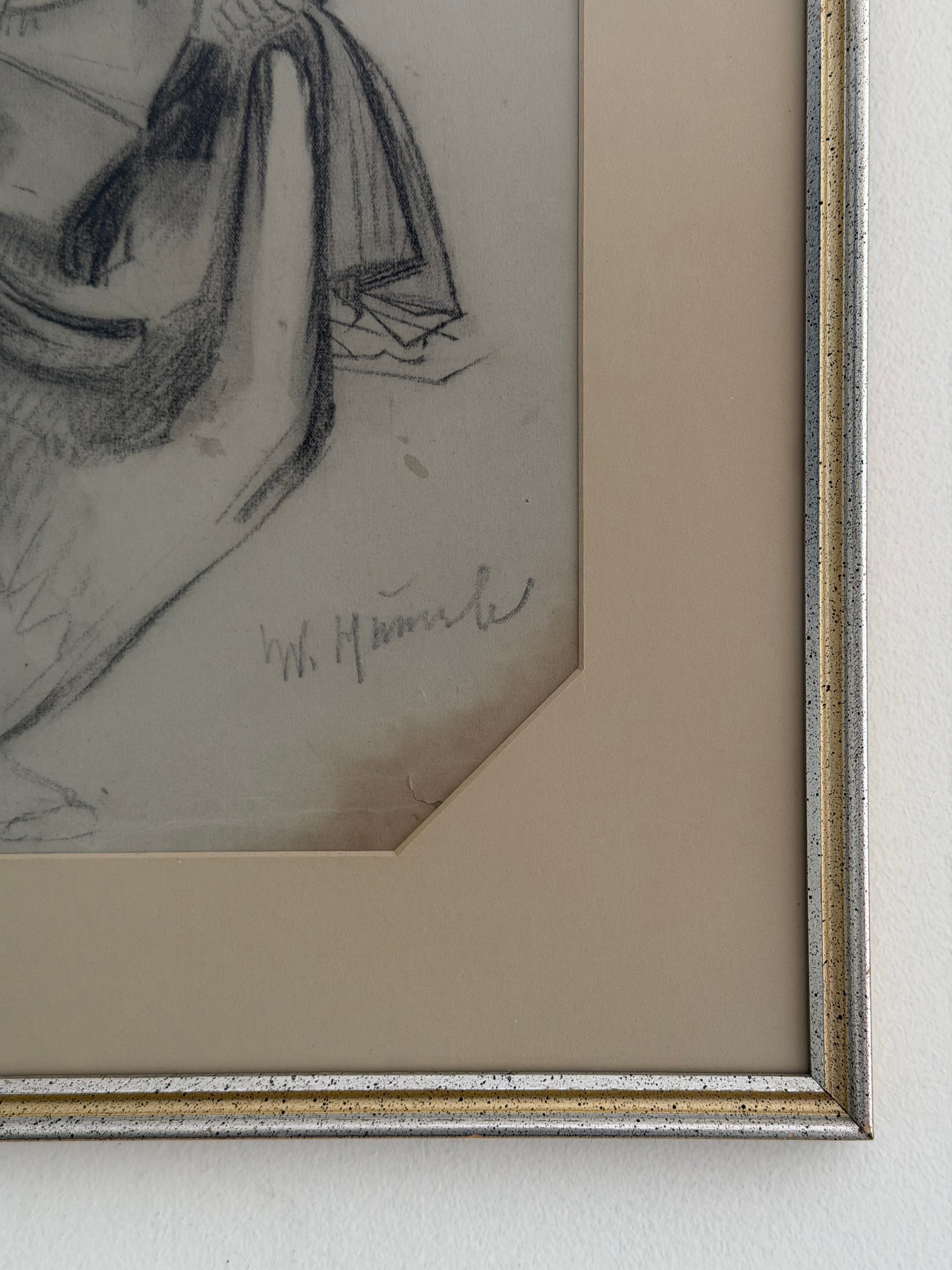 Vintage Original Signed Figure Study - (0222)