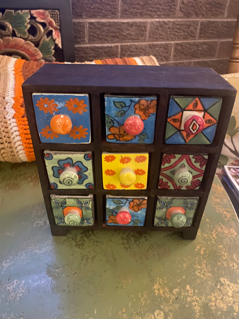Wood and Ceramic 9 Drawer Spice Box by 826 - MoEx Upcycling