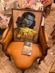 Louis XV Style Leather, Wood & Stud Desk Chair