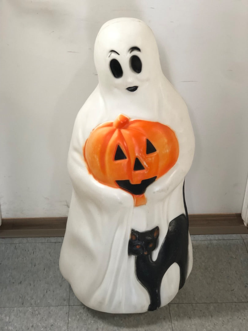 Vtg Ghost w Cat Jack o Lantern Blowmold