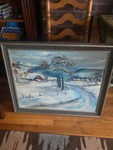 Serene Country Road Winterscape Painting-by M Rudolpf Schroeder