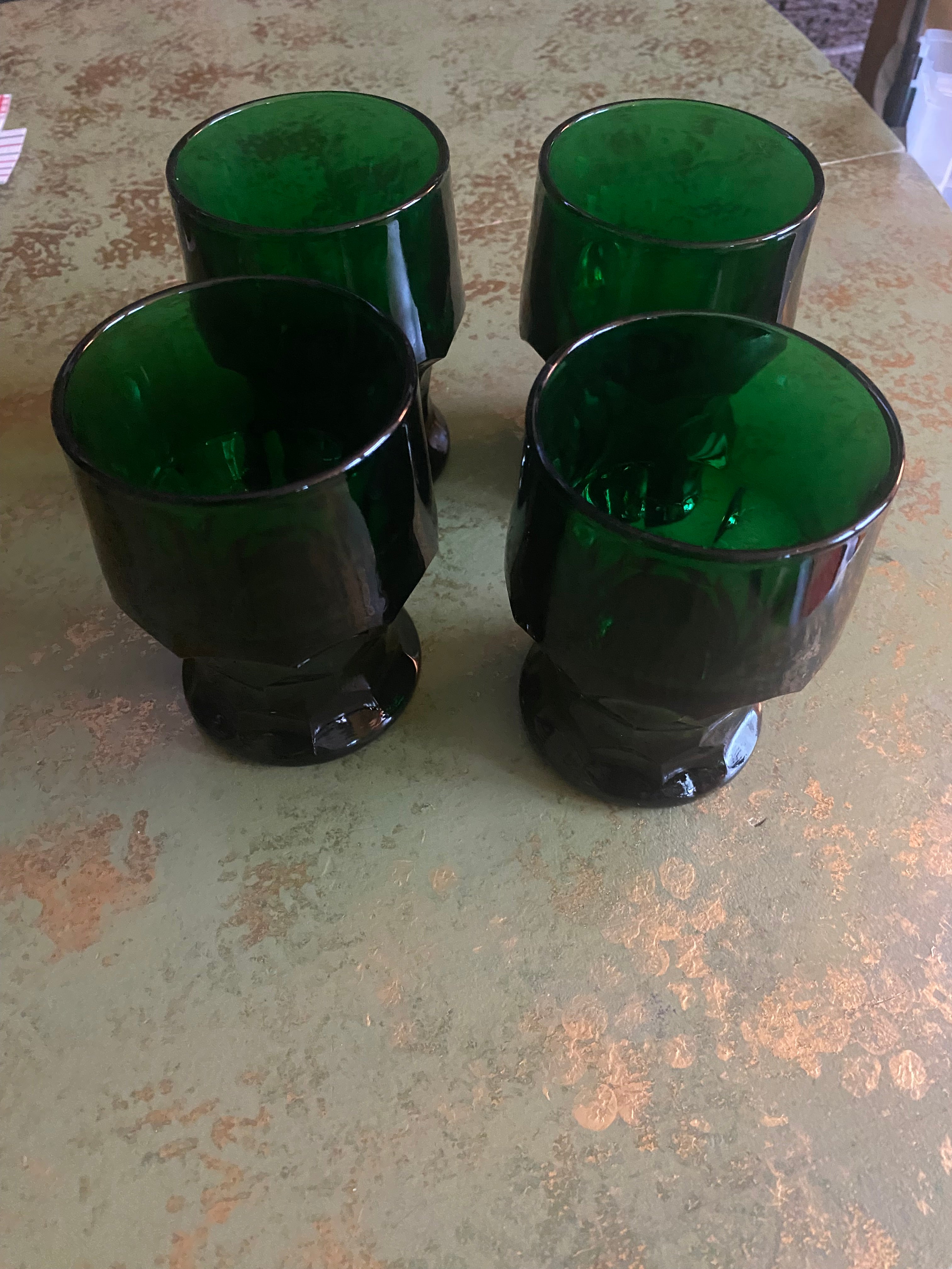 Vtg Emerald Green  Honeycomb Tumblers(2)-Set of 4