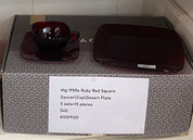 Vtg 1950s Ruby Red Square Saucer\Cup\Desert Plate-5 sets=15 pieces