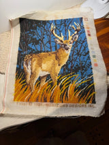 Unframed Crewel Deer