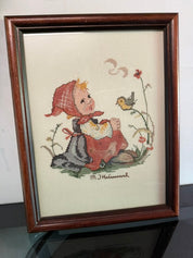 HUMMEL CROSS STITCH ART - GIRL AND BIRD