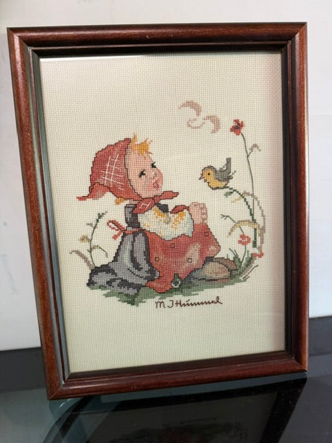 HUMMEL CROSS STITCH ART - GIRL AND BIRD