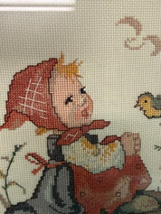 HUMMEL CROSS STITCH ART - GIRL AND BIRD