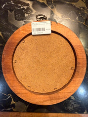 BLUE BIRD IN ROUND WOOD FRAME